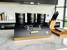 Black Tea, Coffee, Sugar & Bread Canisters (4 PCS)