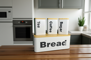 White-2 Tea, Coffee, Sugar & Bread Canisters (4 PCS)