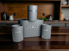 Grey Tea, Coffee, Sugar & Bread Canisters (4 PCS)