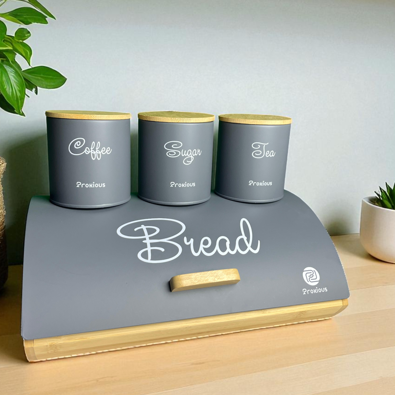 Black Tea, Coffee, Sugar & Bread Canisters (4 PCS)